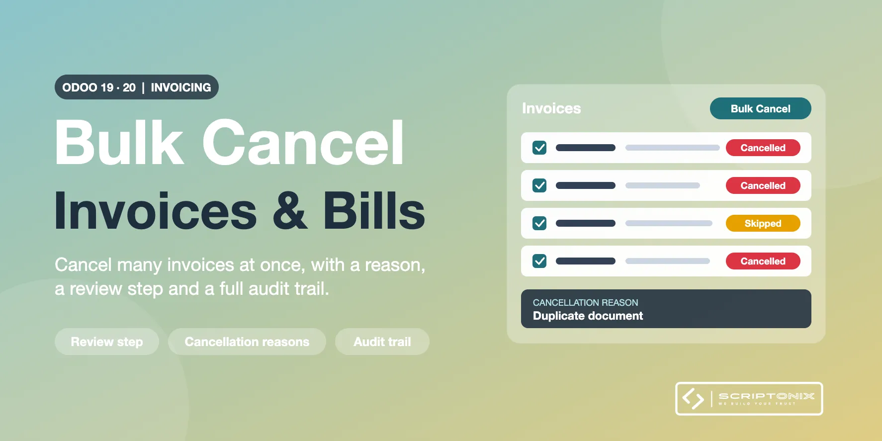 Bulk Cancel Invoices & Bills for Odoo 19.0